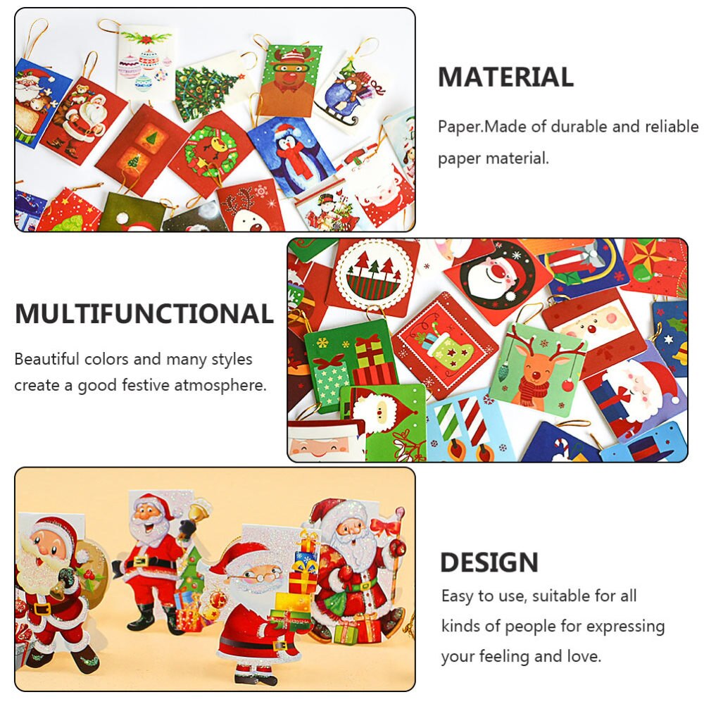50Pcs Blessing Cards Greeting Cards Christmas Cards for Tree Christmas Festival