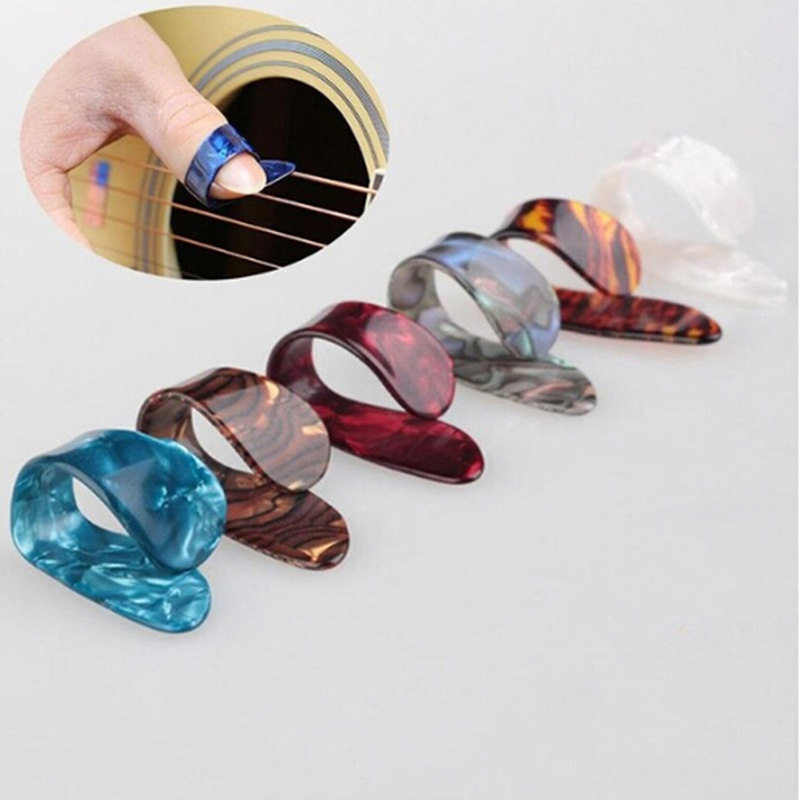 Púas de guitarra con dedo pulgar 4 Uds., púas de tubo para guitarra acústica eléctrica de bajo, Color aleatorio