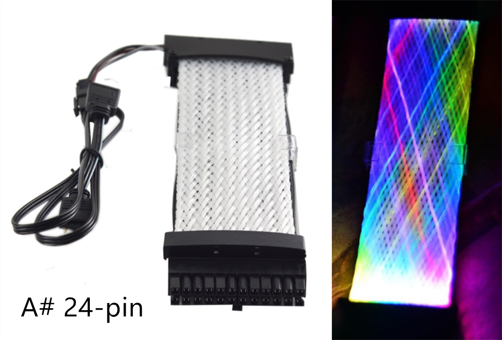 Strimer 24pin 8pin Rgb Kabel Uitbreiding Adresseerbare Gaming Led Strip Light Aura Sync Voor Voeding Moederbord Atx Pci-E gp: A24pin