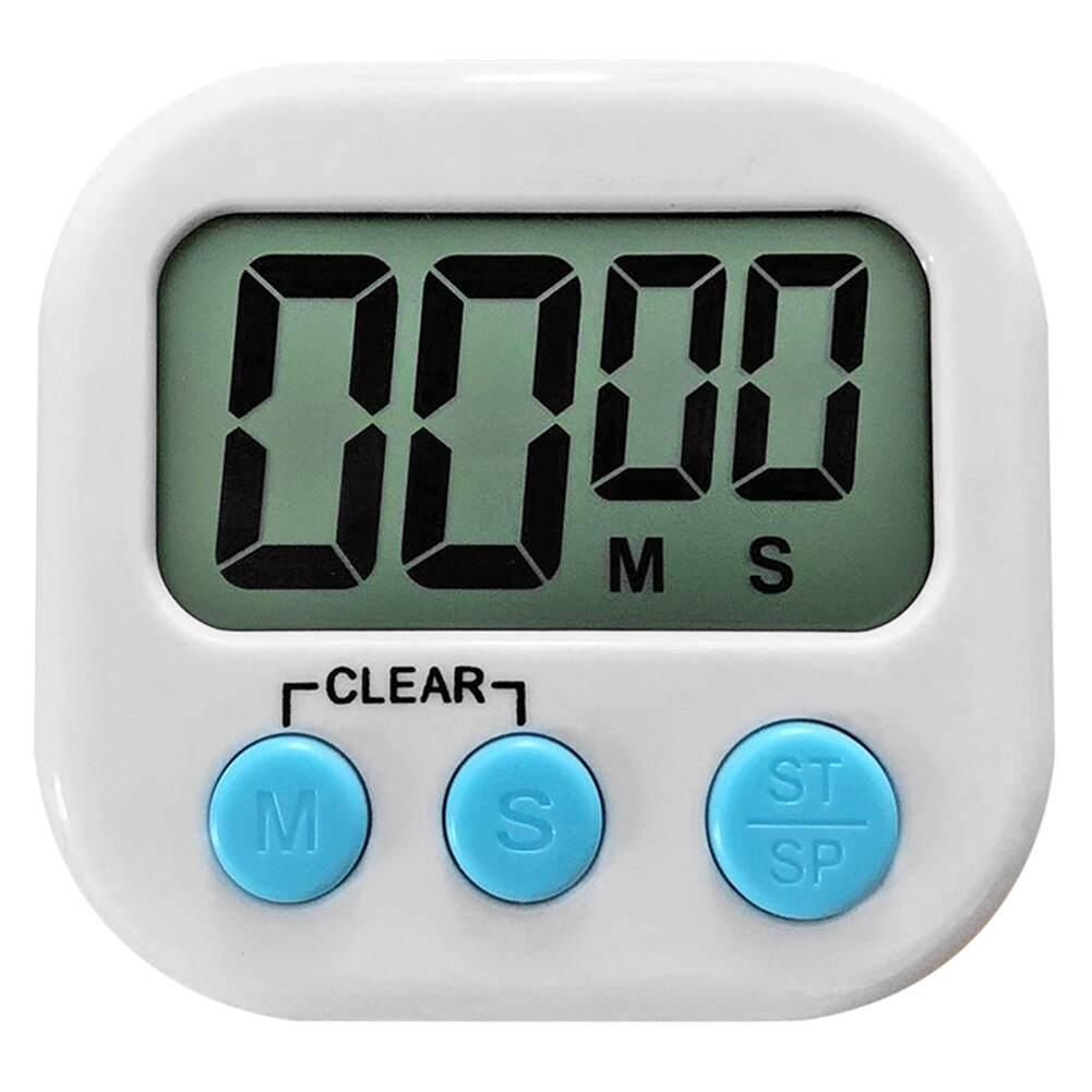 Kitchen Electronic Timer LCD Digital Display Screen Timer Magnetic Cooking Table Countdown Alarm Clock Stopwatch with Stand: white