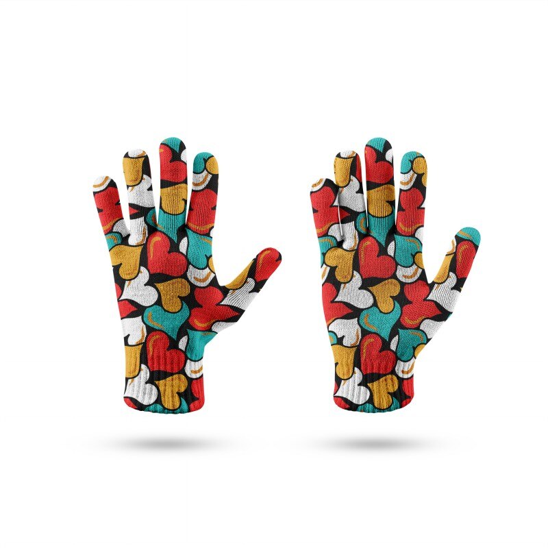 3D Printing Touch Screen Knitted Gloves Fun Gloves With Graffiti Patterns Winter Fingered Gloves Handschuhe: style6