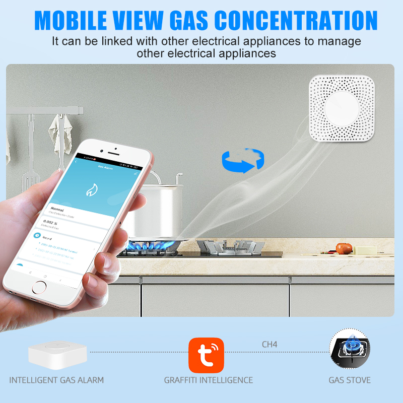 Tuya Wifi/Zigbee Koolmonoxide Sensor Gaslek Detector Huishoudelijk Gassensor Met Gprs Home Alarm Aardgas Lek Sensor