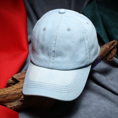 Mannen Denim Baseball Cap Effen Kleur Casual Jeans Hoed Vrouwen Blank Caps Pet De Baseball Hommes: light blue