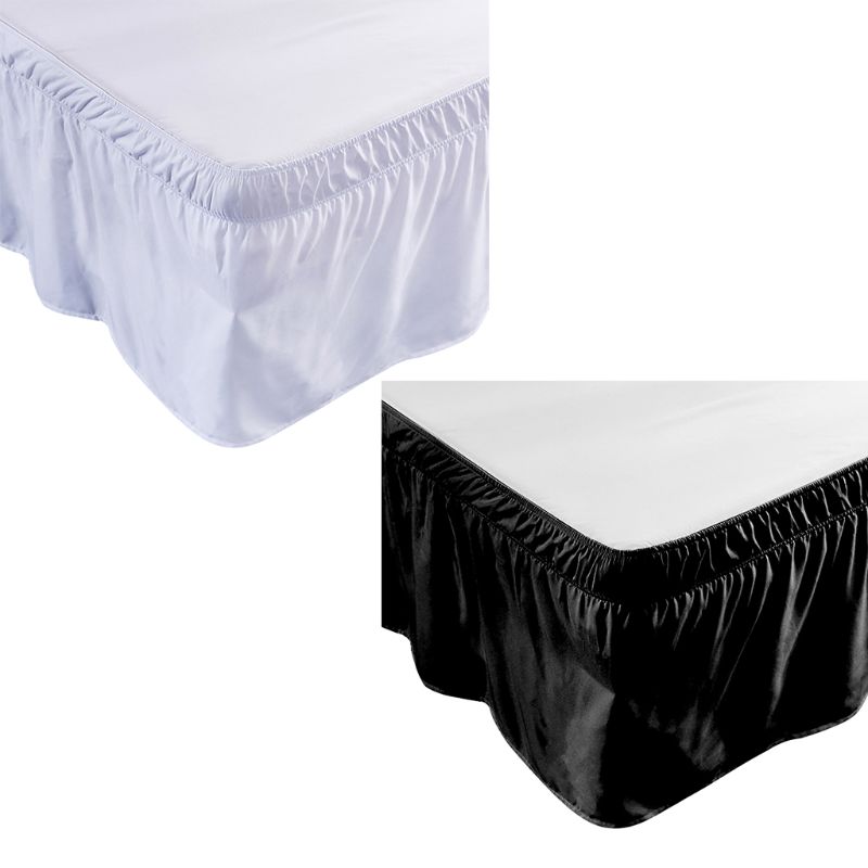 6 tailles côtés enveloppent autour élastique solide couleur lit jupe goutte poussière ébouriffé réglable luxueux literie décoration de la maison