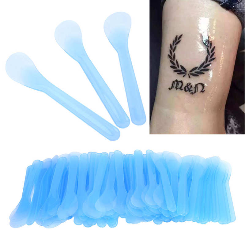 100 stücke Kosmetische Spachtel Kunststoff Einweg Haar Entfernung Creme Tätowierung Reparatur Creme Spachtel machen-hoch Schönheit DIY Maske Spachtel Blau