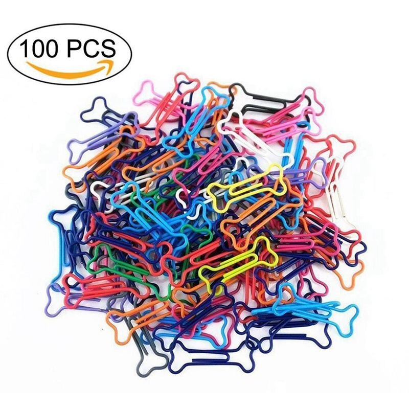 100 stuks metalen paperclips in de vorm van botten, in meerdere kleuren