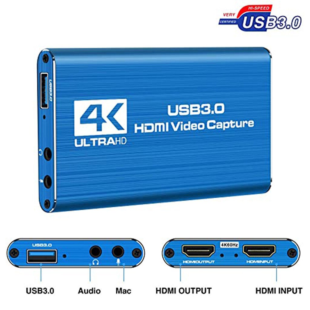 HDMI Video Capture Card 4K Screen Record USB3.0 1080P 60FPS Game Capture Device