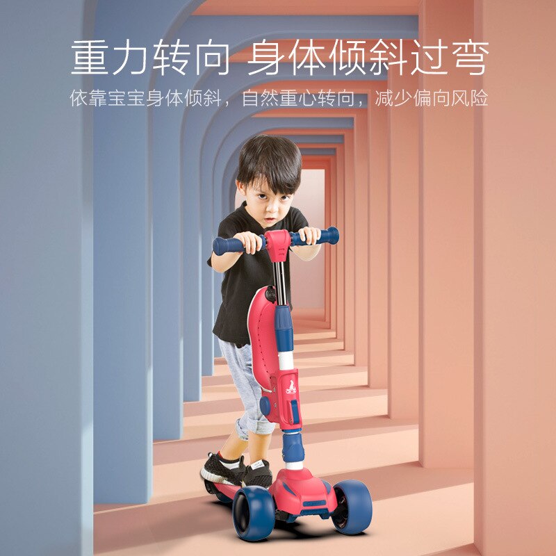 Phoenix Children’s Skateboard 2-6 Years Old 3 Baby Can Sit Can Ride Slide Single Foot Slip Kids Three-in-One Pulley