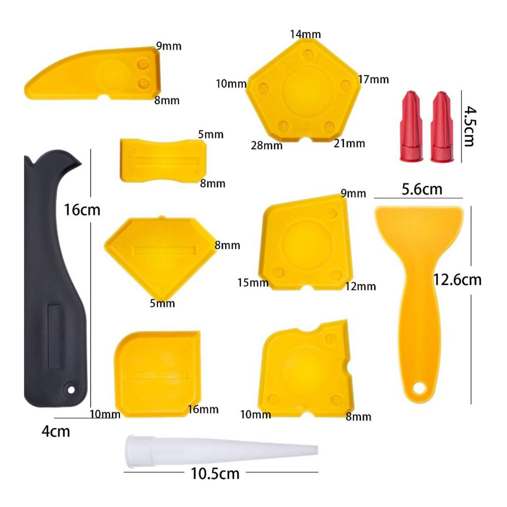 Silicone Sealant, Silicone RemoverTool, 12pcs Caulking Tool Kit Nozzle Scraper