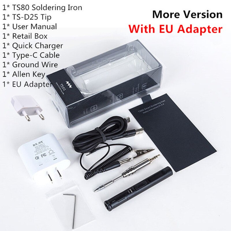 MINI estación de soldadura Digital TS80 QC3.0 USB tipo C OLED TS K4 D25 B02 J02 BC02, juego de herramientas, bolsa de almacenamiento con enchufe de EE. UU. Y UE