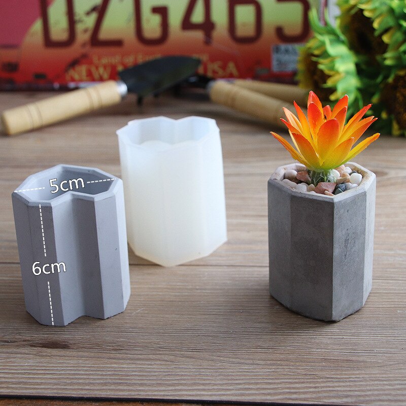 DIY Crystal Cement Mold Making Succulent Plant Flower Pot Resin Mold for Garden Planter Candle Pen Holder Crafts Base Home Decor: E