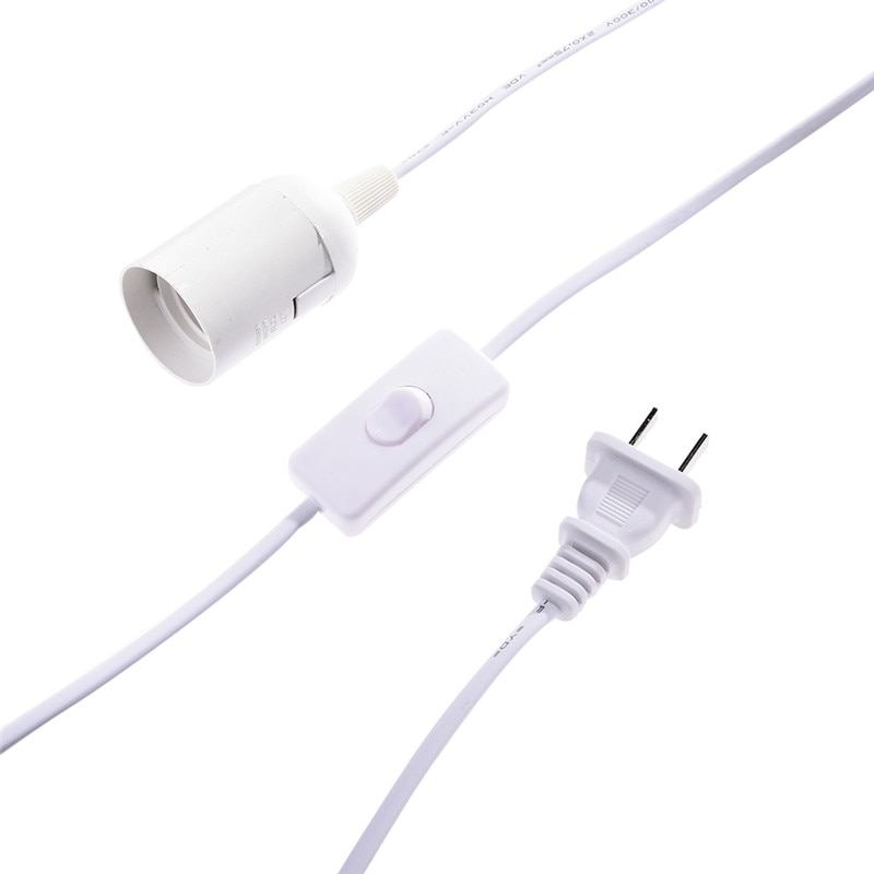 E27 Screw Lamp Holder With Cable And Switch White chandelier Bulb Holder Lamp Hanging Light Socket EU and US Plug