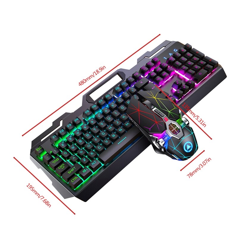104Keys RGB Aluminum Alloy Gaming Keyboard and RGB Gaming Mouse Set with Mobile Phone Stand Function Key