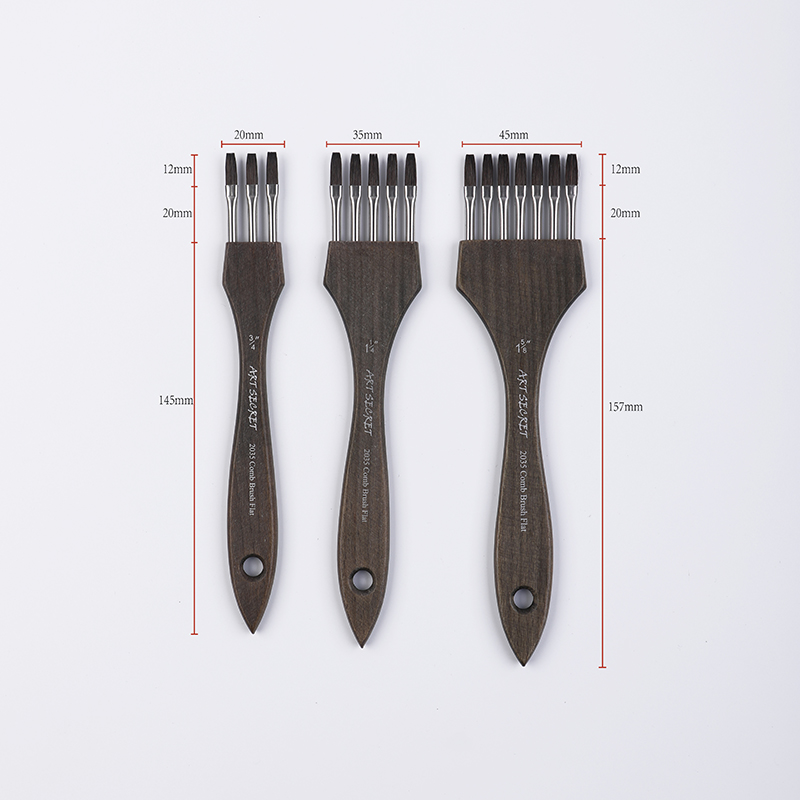 Pincel de pintura acrílica de acuarela con peine multidiente ArtSecret # 2035 Crin Mix Pelo de nailon Mango de madera Arte Papelería