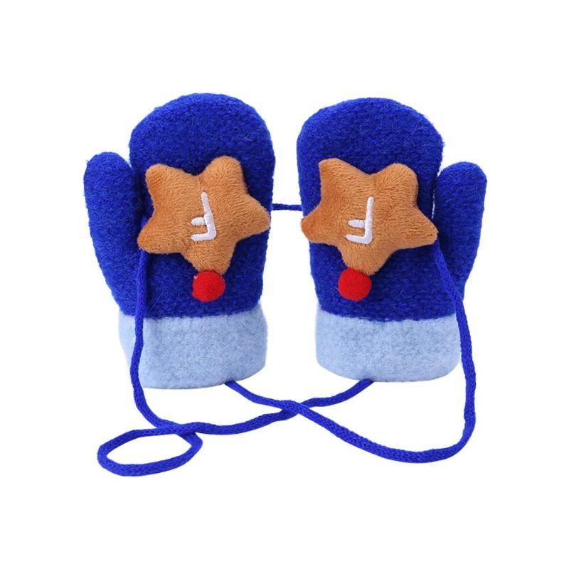 Jongens Meisjes 1 Paar Thicken Handschoenen Comfort Zachte Dagelijkse Leisure Persoonlijkheid Afdrukken Cartoon Vinger Handschoenen Kinderen Dagelijks Handschoenen: Dark Blue