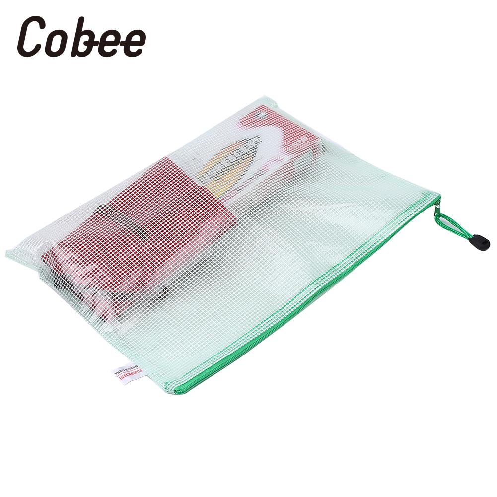 PVC A4 Grid Zipper File Document Holder Pouch Bill Storage Bag Organizer Soft