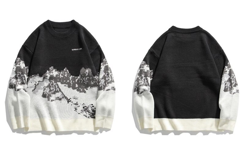Pull tricoté à col rond pour homme, pull Style japonais, Streetwear, rétro, Vintage, automne: HEY0501Black / M