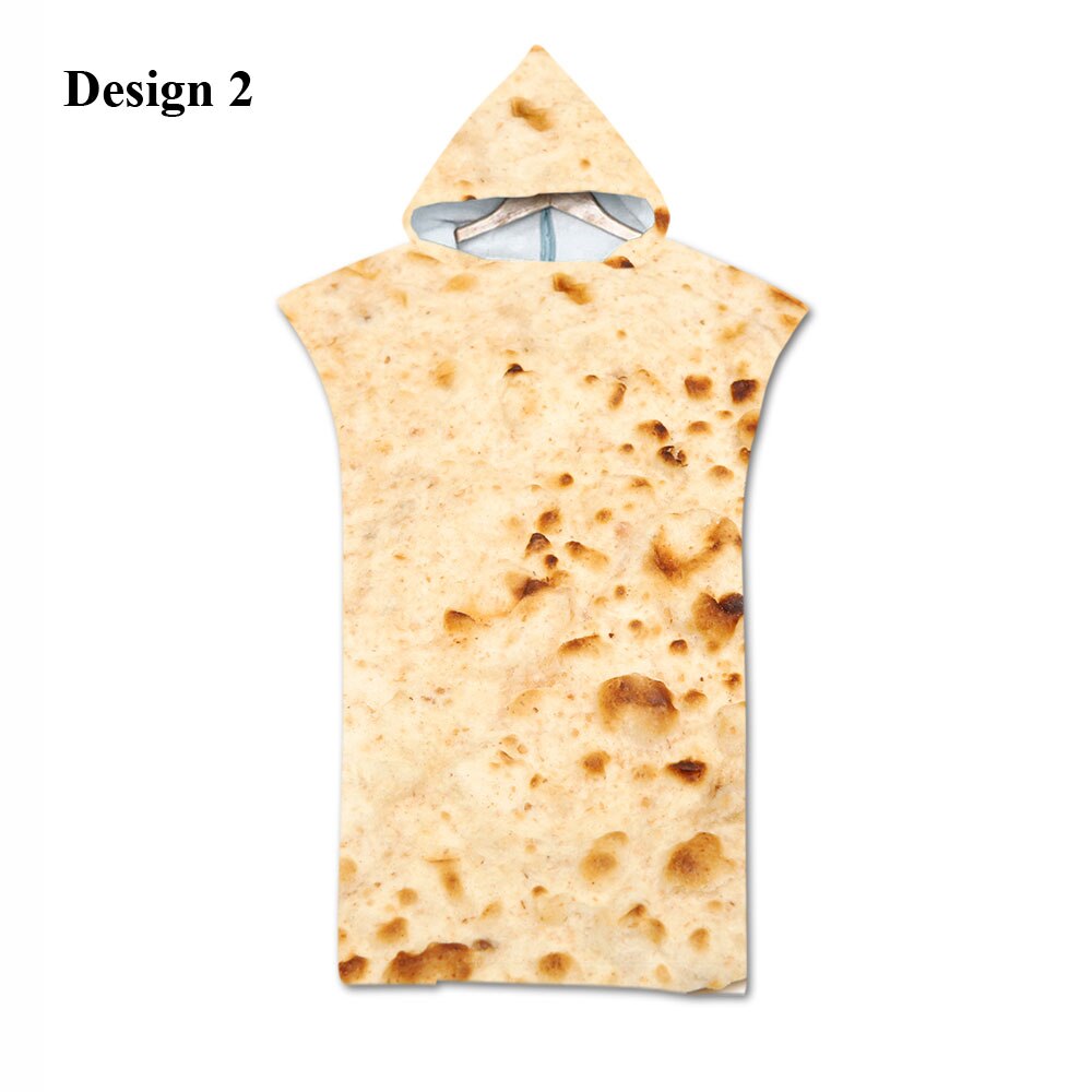 Nyhed sjov mexicansk burrito taco makron print stor hætte spa sauna surf svømme bad strand poncho håndklæde: Design 2