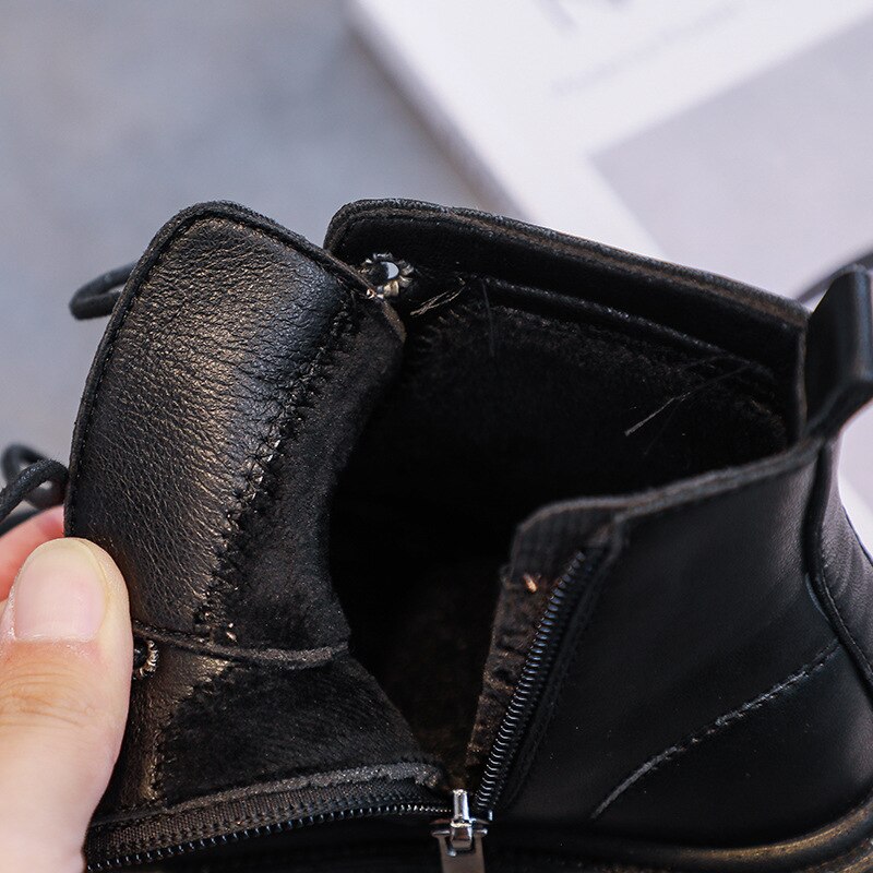 Children Short Boots Spring Pocket Solid Black Boots British Platform Kids Boots for Girls Boy Winter Unisex Winter Boot