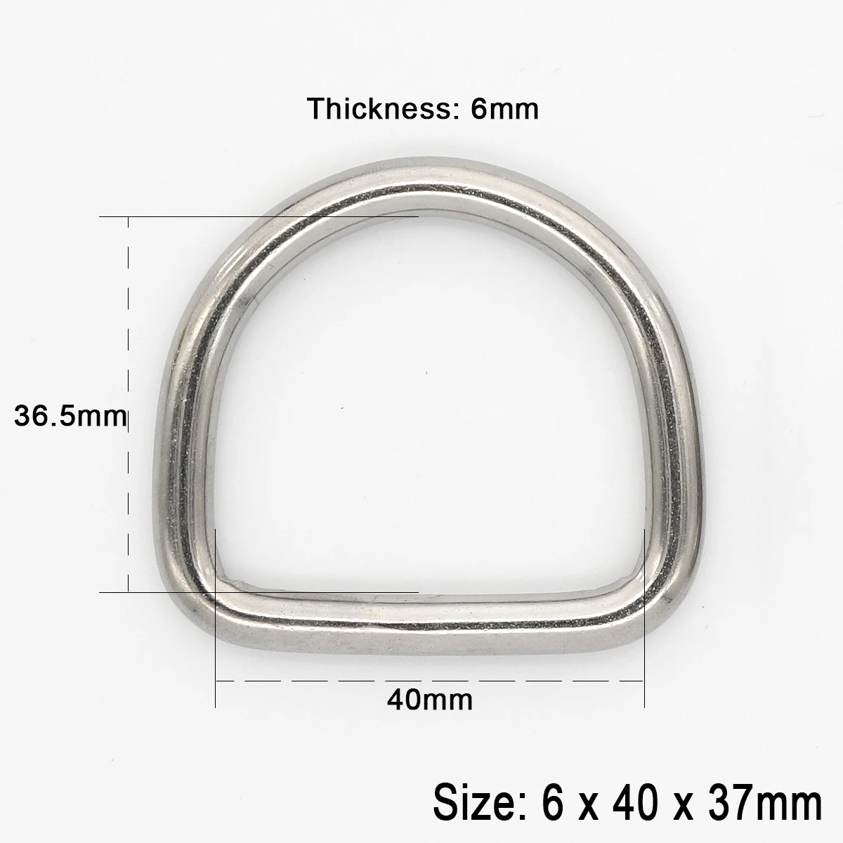 Cierre de hebilla de anillo Dee D de acero inoxidable para Collar de perro mascota, mochila, bolso artesanal de cuero, correa, cinturón, correas, piezas de prendas: Blanco sin níquel