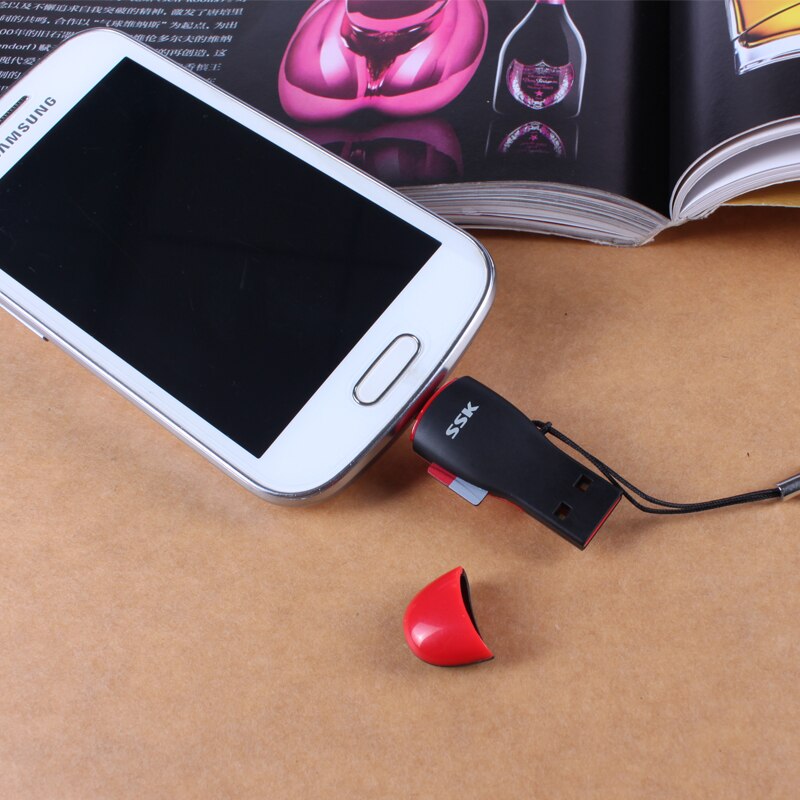 Lecteur de carte sd otg ssk scrs 600 tf , double usage, pour téléphones mobiles android, ordinateurs, tablettes