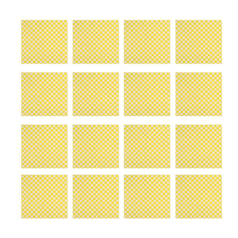 100pcs Plaid Pattern Pizza Oil Paper Fried Food Grease-proof Paper Hamburger Wrappers: Yellow