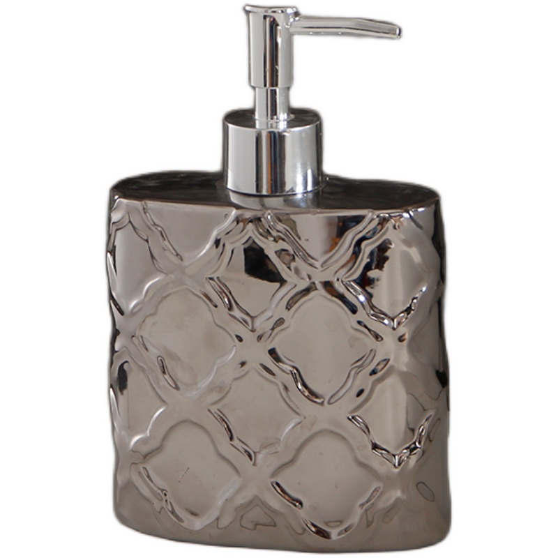 Silver Portable Liquid Soap Dispensers Retro Ceramic Bathroom Accessories Shower Gel Shampoo Bottles: M
