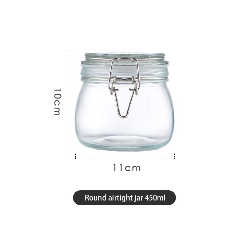 Food Coffee Beans Storage Bottles &amp; Jars with Cover Glass Vacuum Sealed Tank Press Exhaust Glass Box Stockpile Jars With Lids: Round 450ML