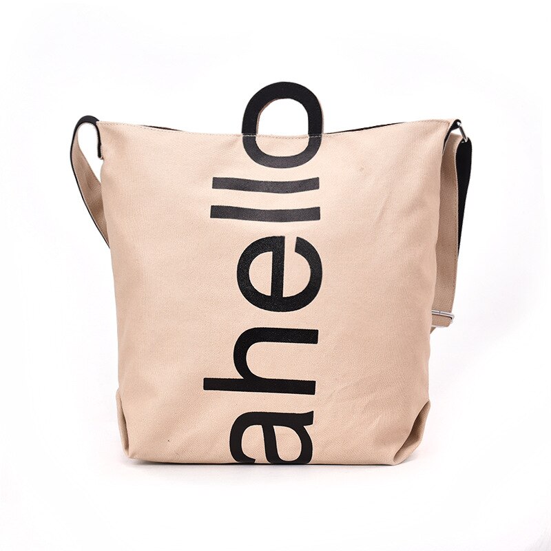 Alasir-Bolso de hombro con letras coreanas para mujer, de gran capacidad bandolera con estampado de letras, de niña, para ir al trabajo: Caqui