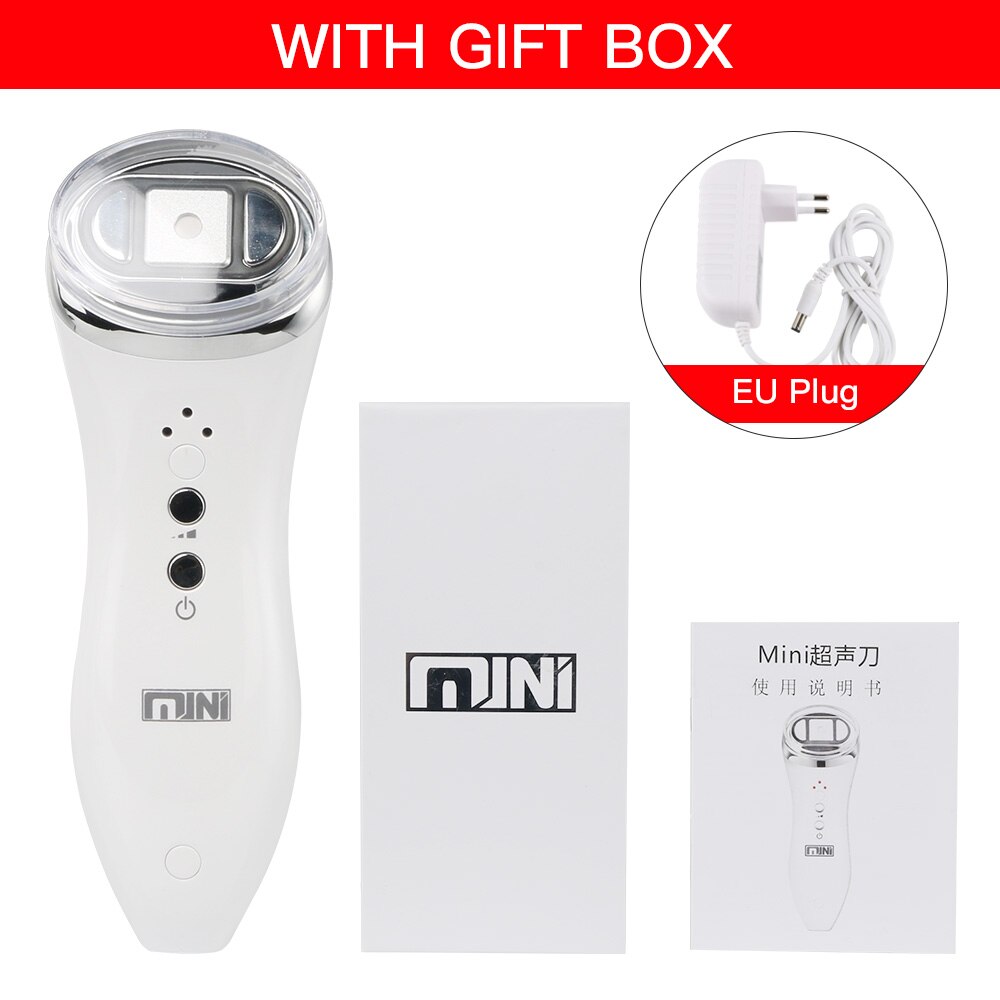 Ultrasone Bipolaire Led Rf Radio Frequentie Gezicht Lifting Huid Rejuveantion Massager Mini Hifu Anti Rimpel Skin Aanscherping Machine: EU Plug With Box