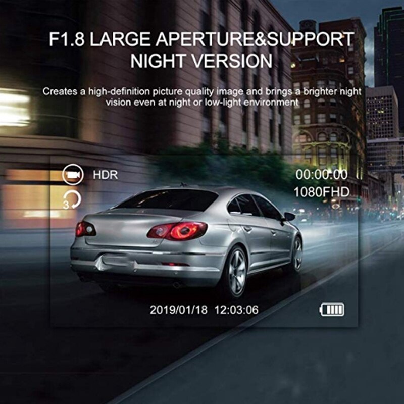 Front and Rear Dual Dash Camera HD 1080P 4 Inch Dashboard Camera Full HD 170° Wide Angle Backup Camera With G-Sensor Parking Mon