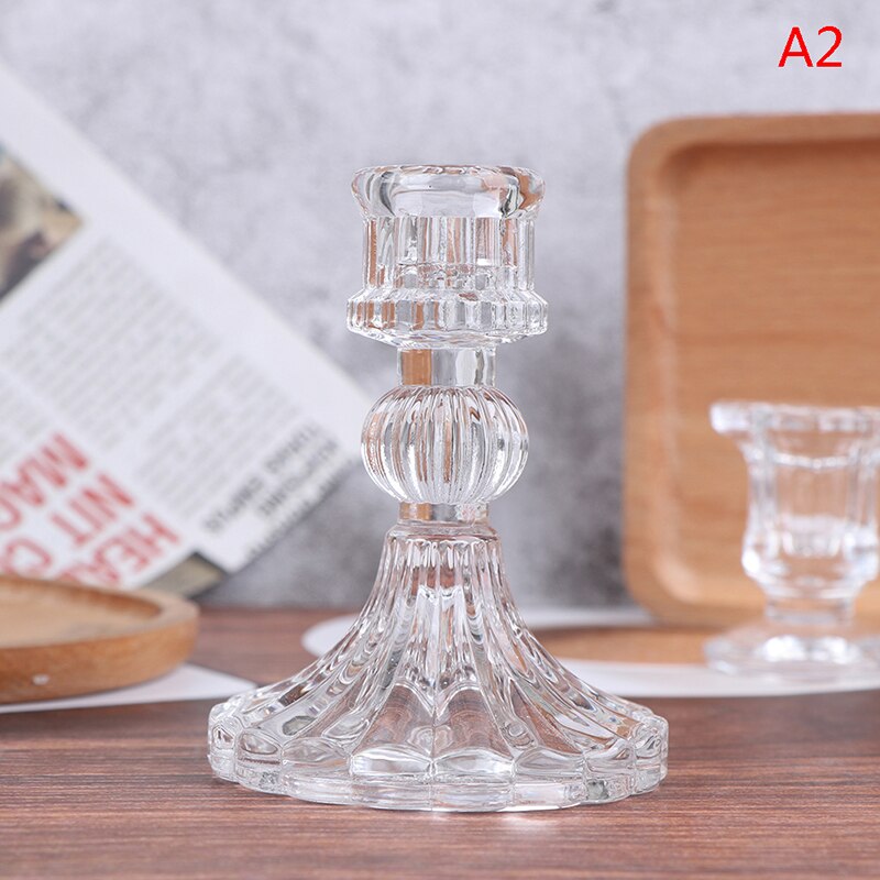 7.7 x 10cm glas ljushållare för värmeljus retro glas ljusstake romantisk fest middag bröllop dekoration heminredning: A2