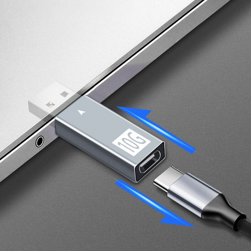 USB 3.0 Male to USB3.1 Type-C USB-C Female 10Gbps Metal Highlight Charging Data Adapter 5V@3A Supports Fast Charging