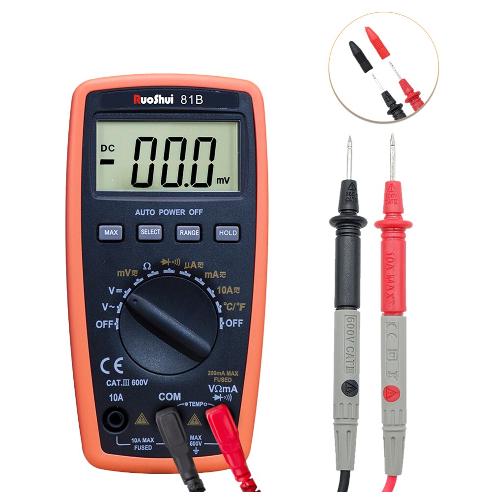 81B Mini Digitale Multimeter Auto Range Meet Weerstand Stroom Spanning Temperatuur Pocket Ampèremeter GK99