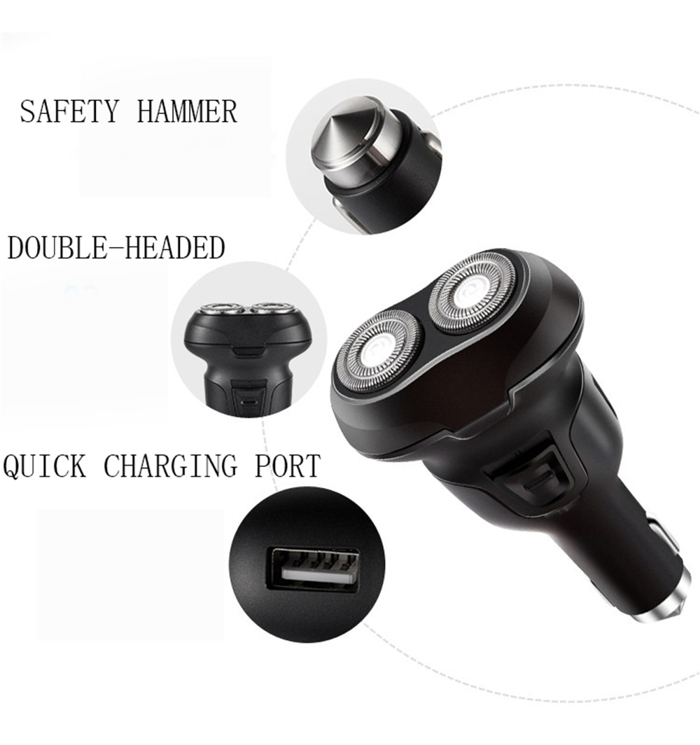 Sportsman Car Charger Electric Razor Rotatable Double-headed Electric Shaver Vehicle-mounted Safety Hammer Man Shaver 12-24V USB