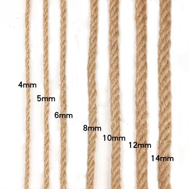 Cuerdas de yute para decoración del hogar, cuerda de cáñamo Natural de 10mm y 10-50m, para rascar gatos y mascotas