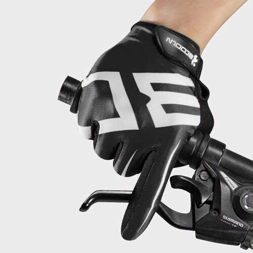 Boodun ademende heren fiets handschoenen lange vingers met gel pad schokbestendige sport handschoenen mtb racefiets mountainbike fiets handschoenen: Zwart / S