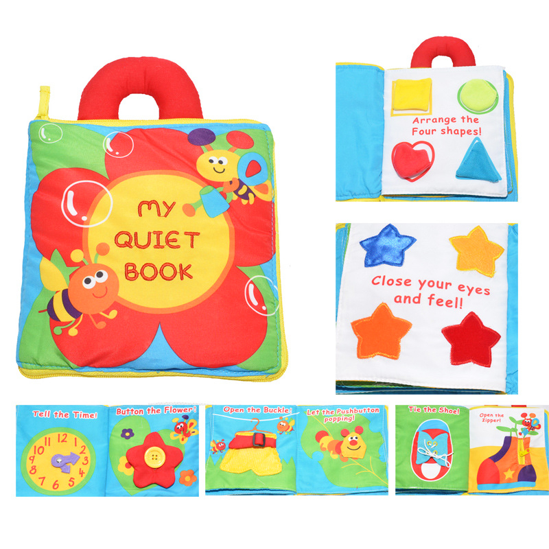 Soft Books Infant Early cognitive Development My Quiet Bookes baby goodnight educational Unfolding Cloth Book Activity Book DS19: flower