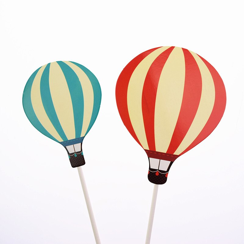 2pcs/lot Air Balloon Birthday Wedding Cake Topper Flags For Birthday Wedding Party Cake Baking Decor