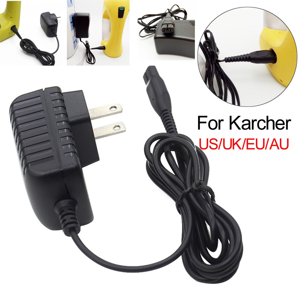 Plug Lead Batterij Oplader Overbelasting Bescherming Adapter Black Cord Oplader Voor Karcher Wv Stofzuigers