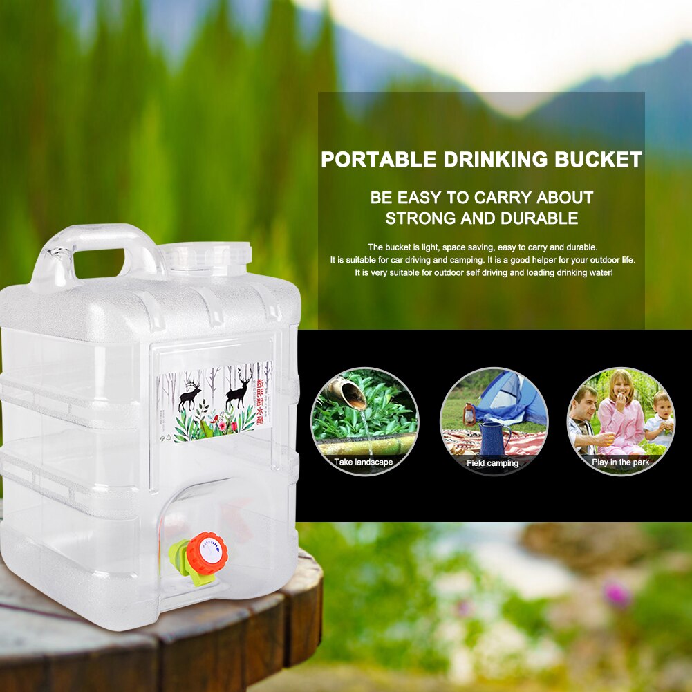 Food Grade Car Water Tank Container 10L 15L Clear Water Tank Container with Faucet for Outdoor Camping Hiking Picnic