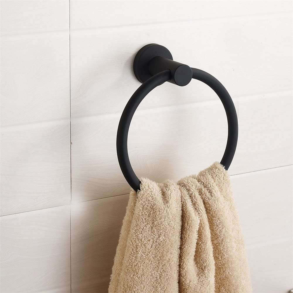 Zwarte Ruimte Aluminium Handdoekhouder Ronde Handdoekring Wall Mounted Handdoekenrek Plank Voor Home Hotel Badkamer Accessoires