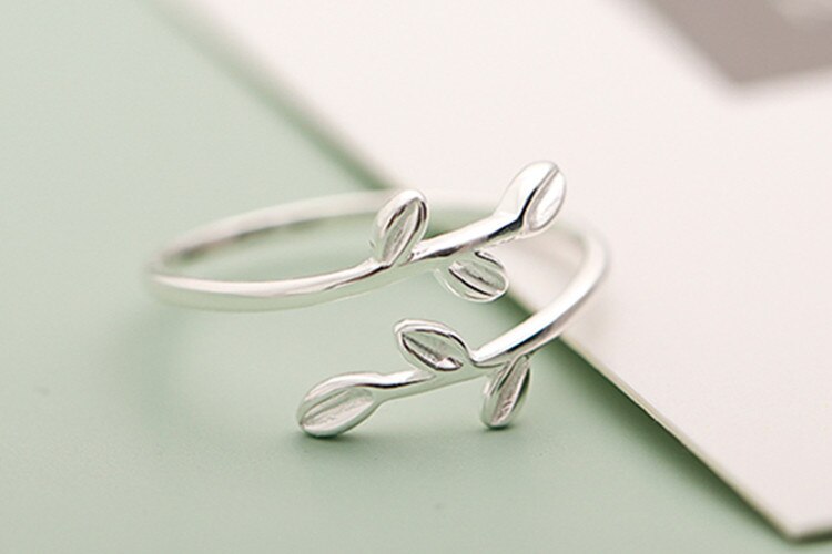 Schmuckstück Einfache Stil Silber Farbe Blatt Ringe Für Frauen Große Einstellbare Finger Ringe