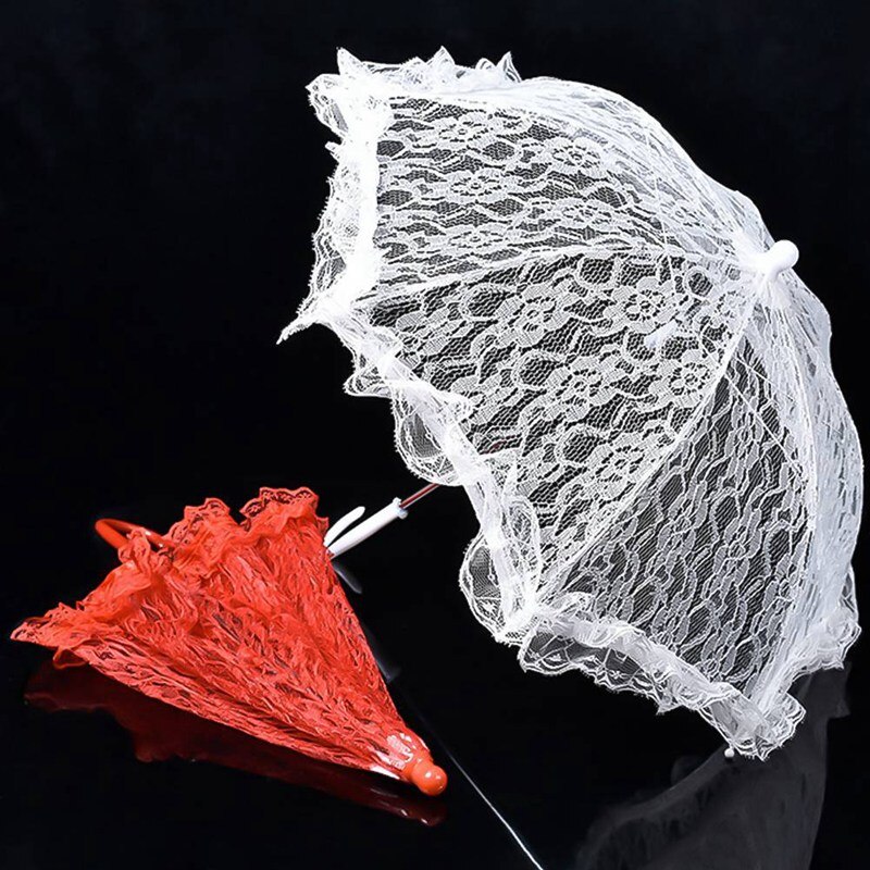 handmade white lace lace parasol and fan set wedding bridal umbrella prop umbrella