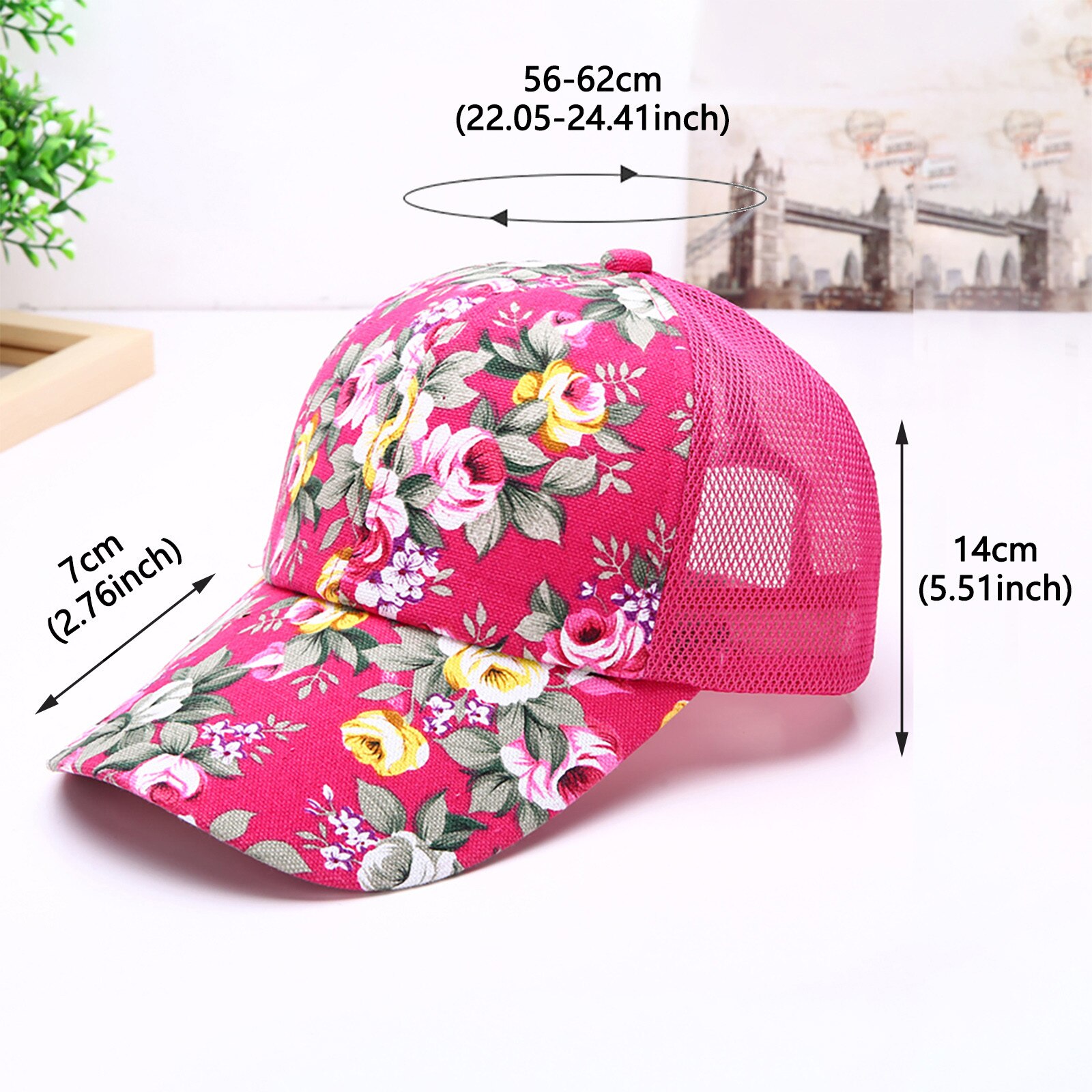 Floral Cap For Women Printing Mesh Breathable Baseball Caps Hat For Golf Fishing Mum Hats
