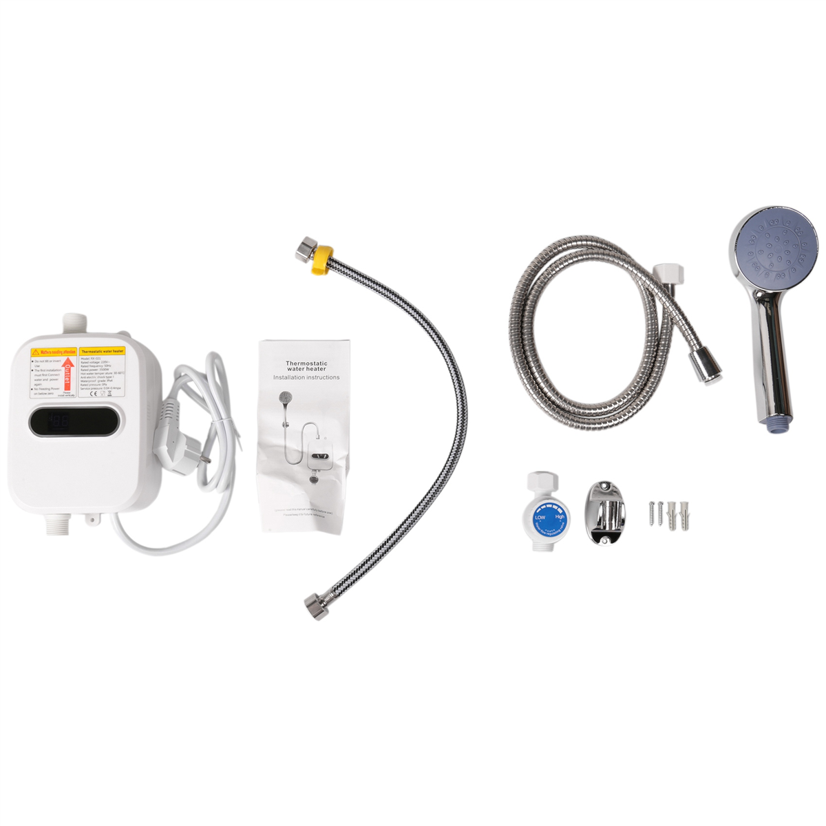 ! Doorstroomverwarmer Douche 220V Badkamerkraan Warmwaterboiler 3500W Digitaal display EU-stekker