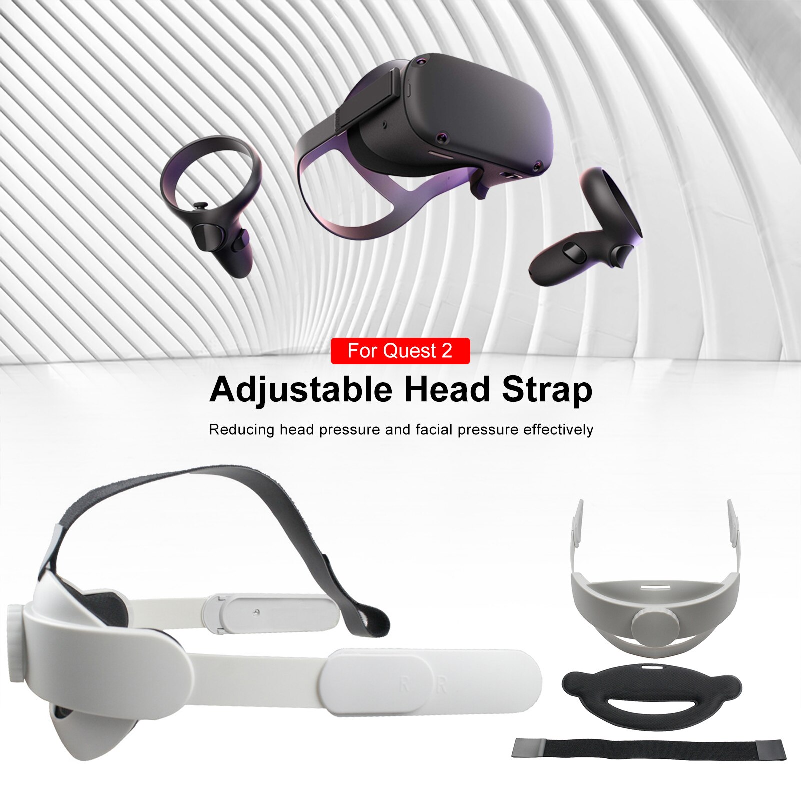 Ersetzen sie die bequeme vr-brille quest 2 vr durch ein verstellbares kopfband für das oculus quest 2 vr headset-zubehör.