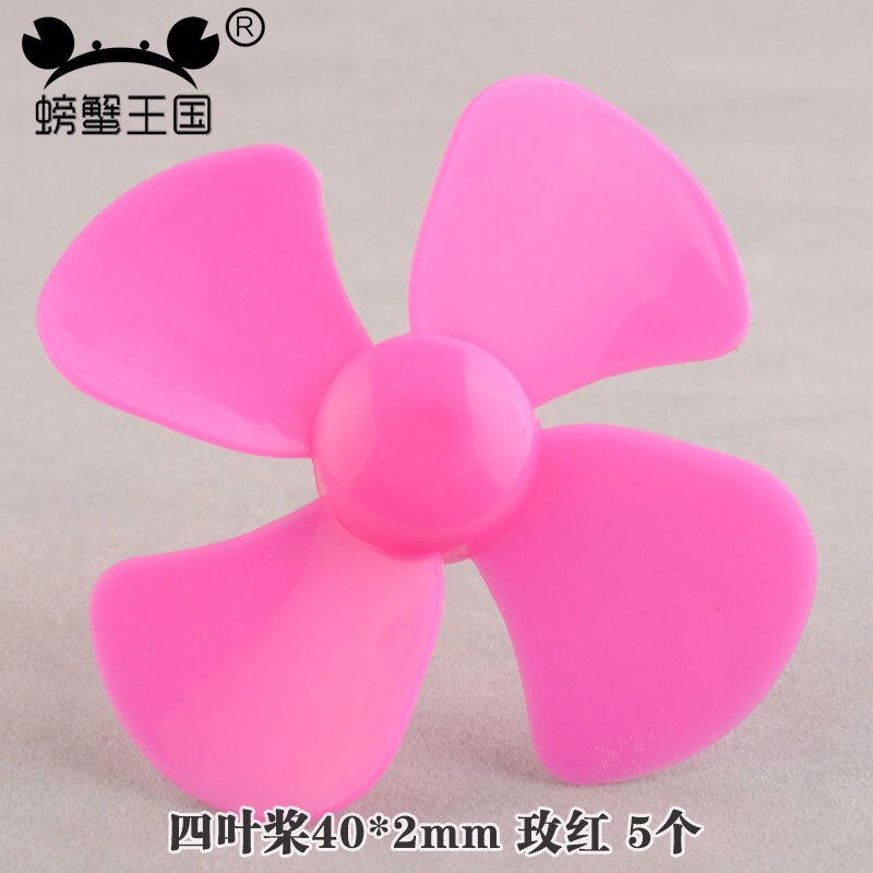5pcs/lot DIY Toys RC Boat four Blades Paddle plastic Boat Propeller Aircraft model making accessories: rose red 40x2mm