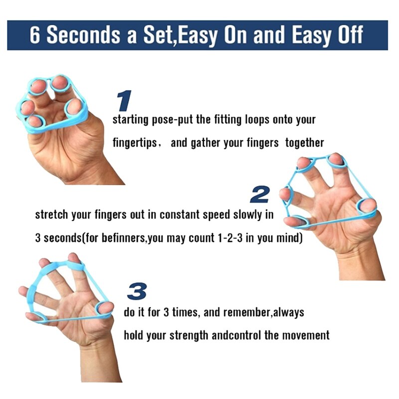 -6 Pack Hand Grip Strengthener, Finger Stretcher,Grip Strength Trainer for Carpal Tunnel Exercise and Rock Climbing