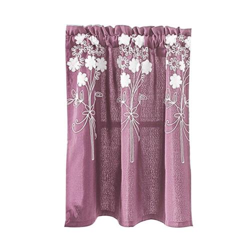 Solid Color Flower Pattern Kitchen Short Curtain Valance Drape Window Home Decor: Pink / S